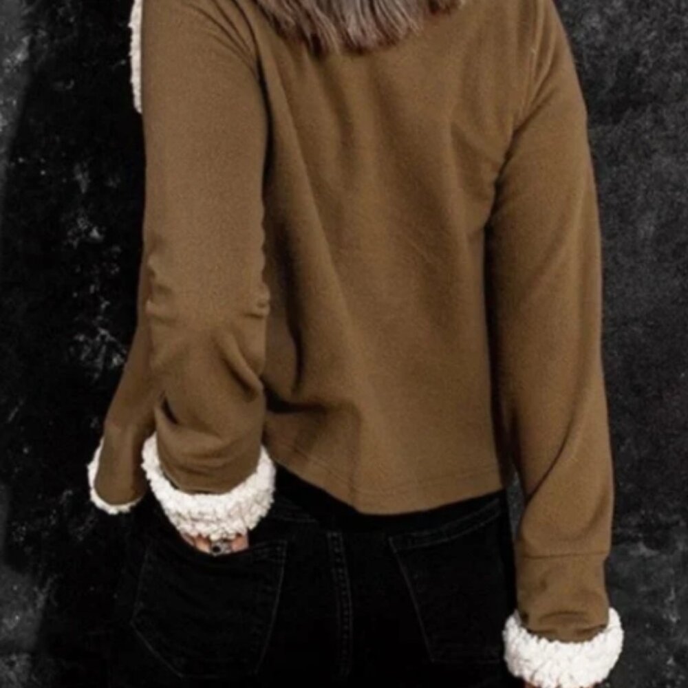 NWOT-M- Collar Fleece Open Front Coat-IA PHOTHOS IMAGES - Picture 5 of 8